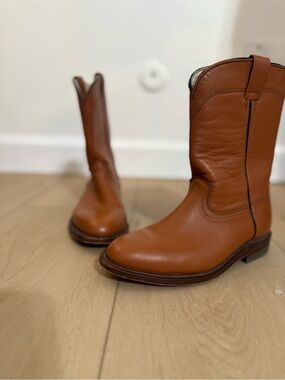 Tan Cowgirl Boots Genuine Leather